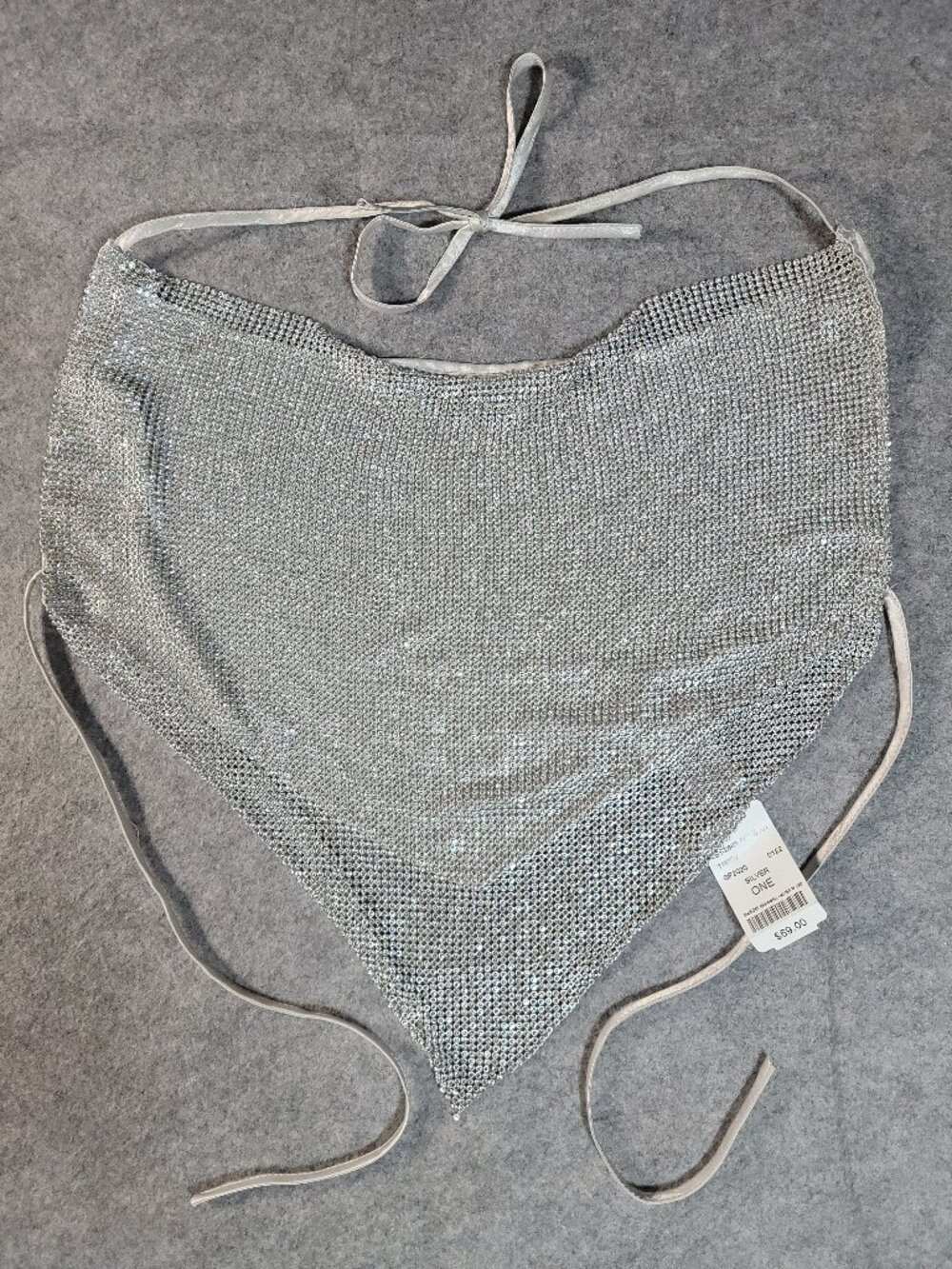 NWT Better Be Silver Rhinestone Chainmail Bandana Halter Top Womens One Size
